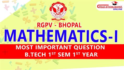 Mathematics 1 M 1 Most Important Question For RGPV Bhopal 1st Sem 1st