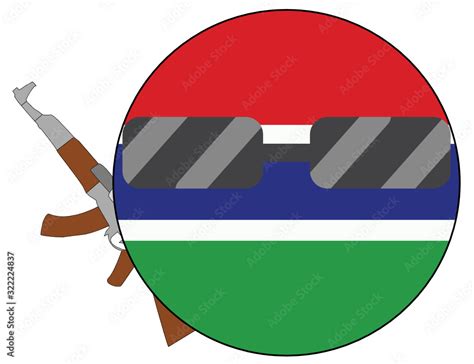 Cool Gambia flag emoji. Round Gambian flag emoticon wearing sunglasses ...