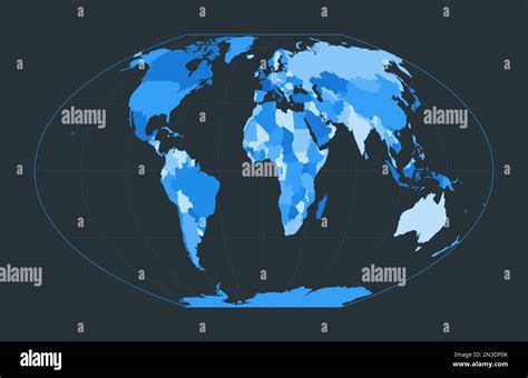 World Map McBryde Thomas Flat Polar Quartic Pseudocylindrical Equal