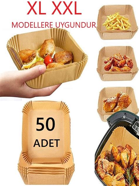 Xl Xxl Modeller Için Airfryer Pişirme Kağıdı Fritöz Yağlı Kağıt 50 Adet