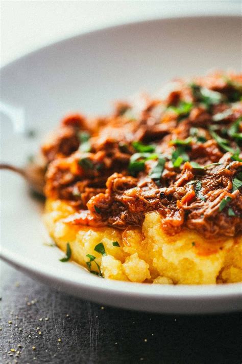 Crockpot Braised Beef Ragu With Polenta Recipe Pinch Of Yum