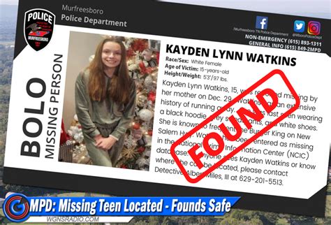 Missing Teen From Murfreesboro Safely Located Wgns Radio