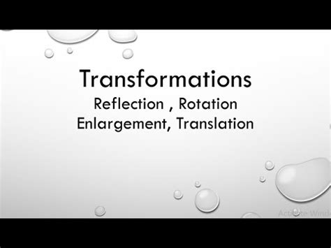 Transformations Reflection Rotation Translation Enlargement Ii O