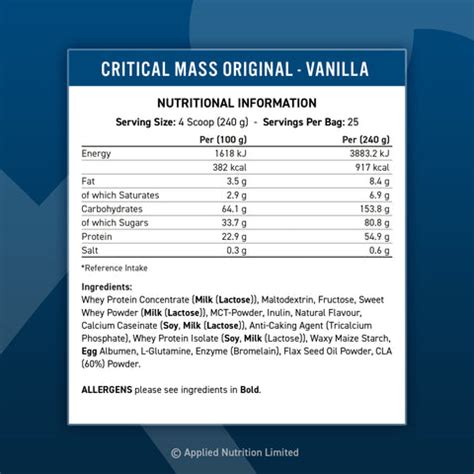 Critical Mass Gainer Kg By Applied Nutrition Protonic Nutrition