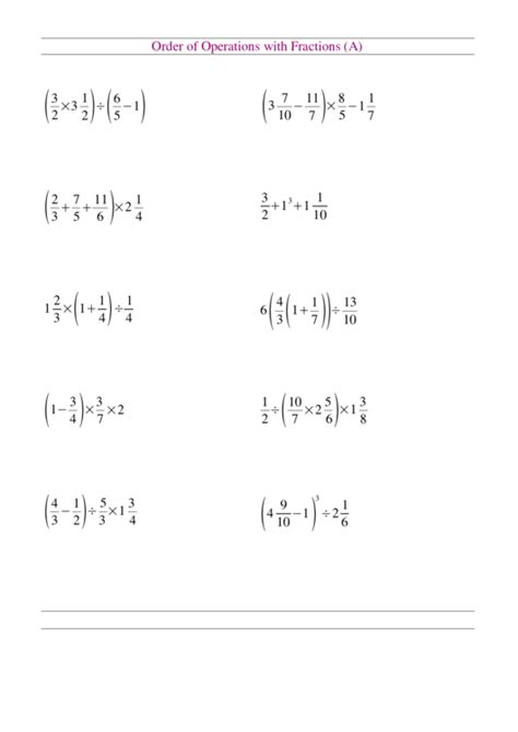 Order Of Operations Fractions