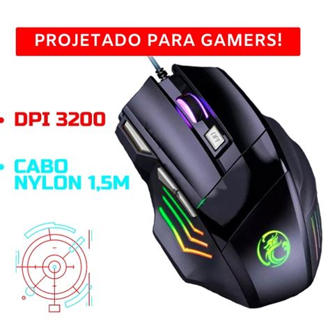 Mouse Gamer Para Jogo Dpi Ptico Led Rgb Usb Knup Mu