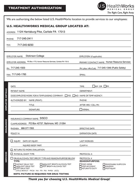 Us Healthworks Treatment Authorization Fill Online Printable