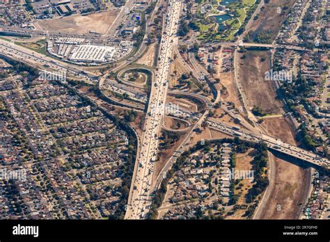 Aerial View Of The I 5 Santa Ana Freeway And I 605 San Gabriel Freeway