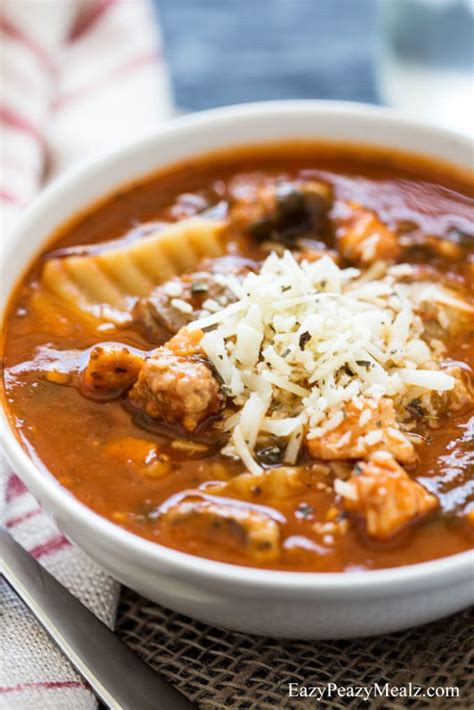 Chicken And Sausage Lasagna Soup Easy Peasy Meals