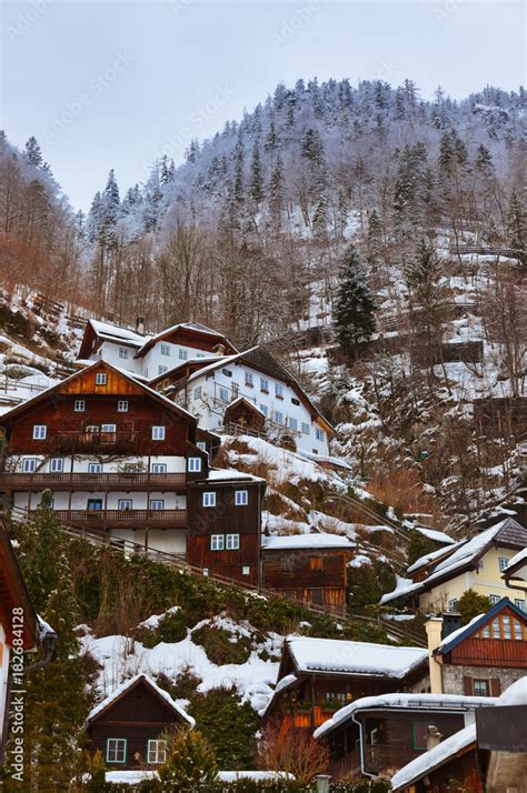 Village Hallstatt on the lake - Salzburg Austria Stock Photo | Adobe Stock