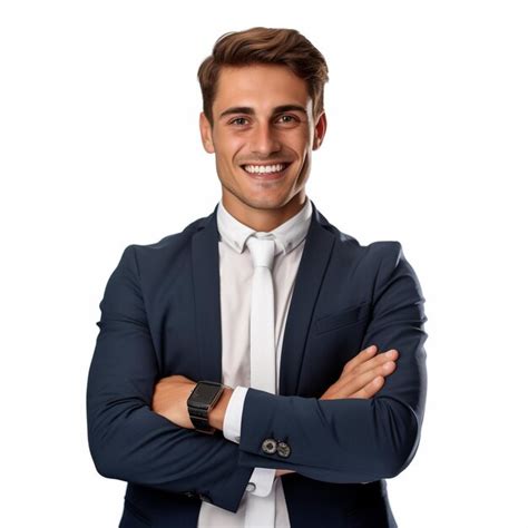 Hombre Guapo En Traje Elegante Sobre Fondo Blanco Foto Premium