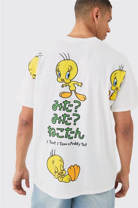 Oversized Large Scale Tweety Bird Back Print License T Shirt Boohoo Uk