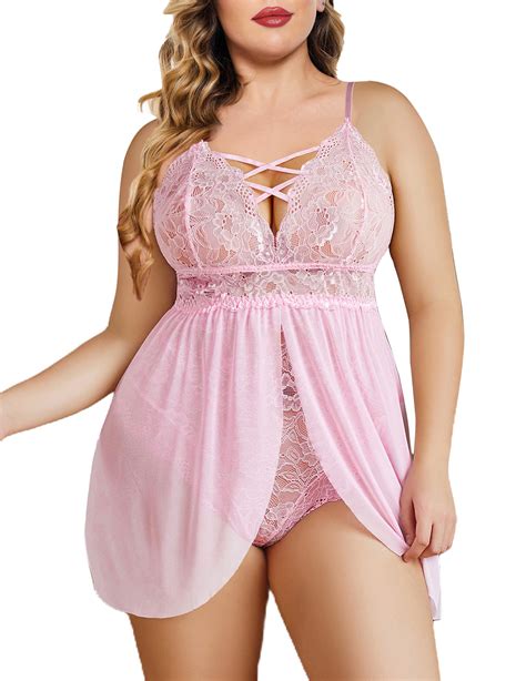 Avidlove Women S Lingerie Plus Size Babydoll Lingerie Lace Chemise Sexy Oufits Sleepwear Pink