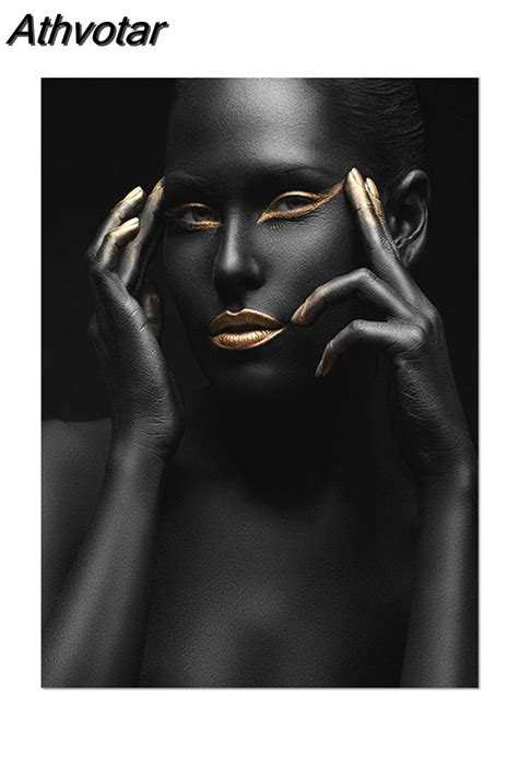 Athvotar Gold Nude African Art Woman Nordic Style Painting On Canvas Posters And Prints