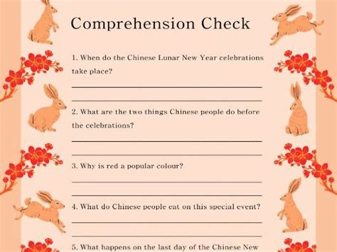 Chinese New Year Reading Comprehension Teaching Resources