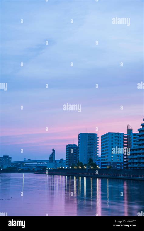 Sumida River view from Odaibashi Bridge, Sumida River,Tokyo,Japan Stock ...