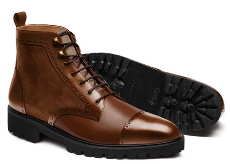 Brogue Leather Boots Brown Flora Leather Leather And Waxed Leather