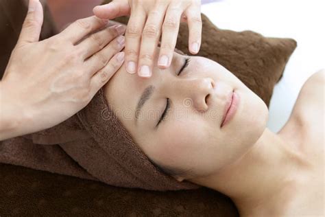 Beautiful Woman Receiving Facial Massage Stock Image Image Of