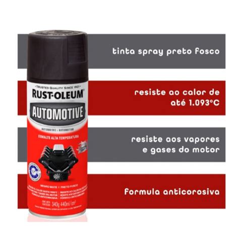 Spray Automotiva Alta Temperatura Preto Fosco Rust Oleum