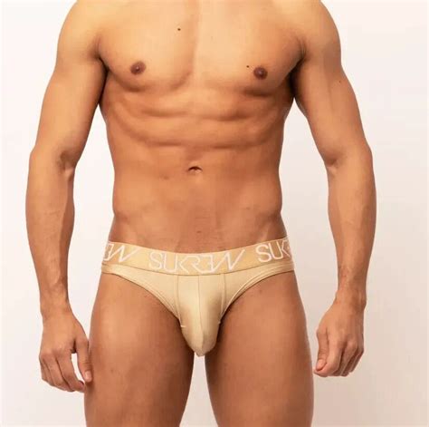 Sukrew Classic Thong With Large Contoured Pouch In Luxurious Gold Dust