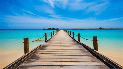 Premium Photo A Wooden Bridge Leading To The Ocean