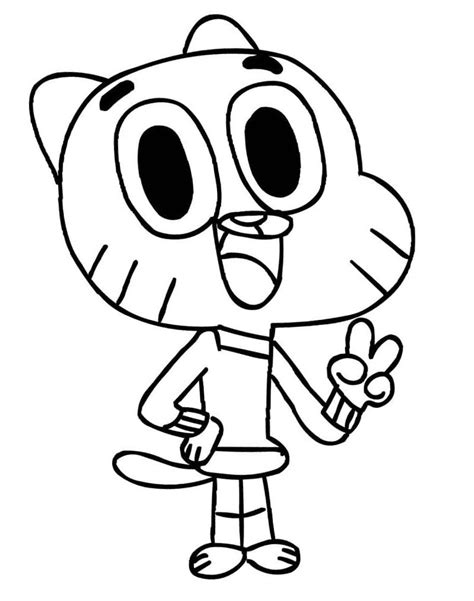 Coloriage Gumball Souriant télécharger et imprimer gratuit sur