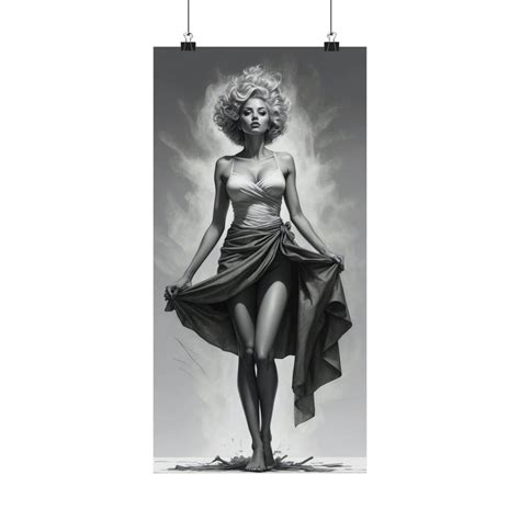 Seductive Blonde Woman Poster Standing Pose Art Print Sensual Fashion