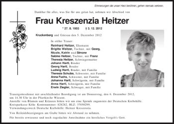 Traueranzeigen Von Frau Kreszenzia Heitzer Mittelbayerische Trauer