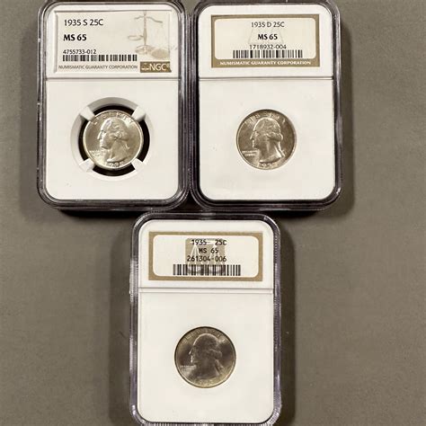 LOT 492 – 3 GRADED SILVER WASHINGTON QUARTERS