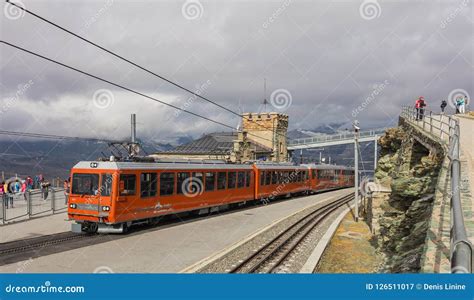 Gornergrat railway station editorial photography. Image of platform ...