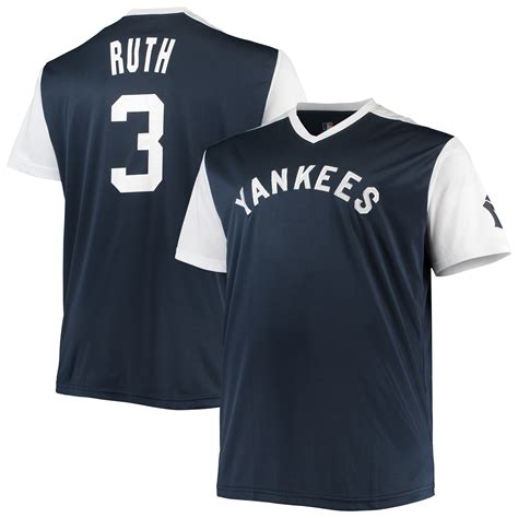 Men S New York Yankees Babe Ruth Navy White Cooperstown Collection Replica Player Jersey