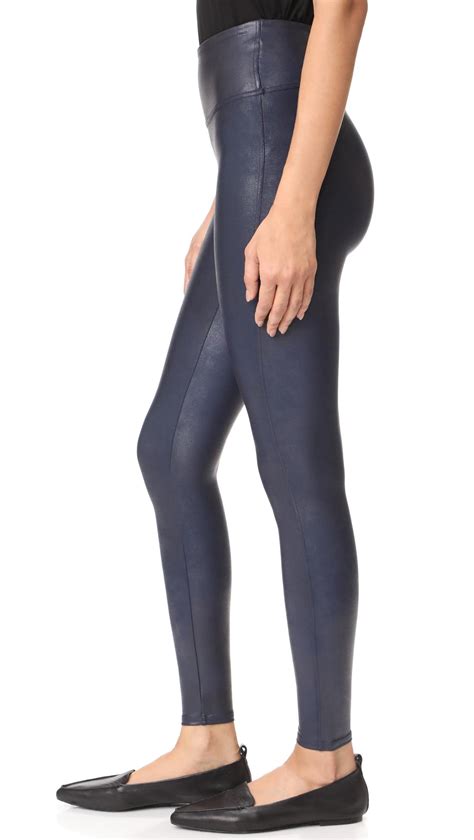 Lyst Spanx Faux Leather Leggings In Blue