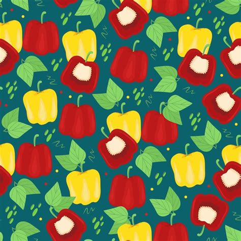 Premium Vector Red And Yellow Bell Peppers Seamless Pattern Useful