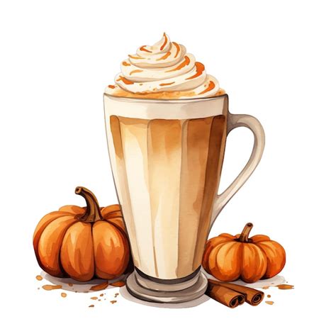 Premium Ai Image Cute Watercolor Pumpkin Spice Latte With Pumpkins