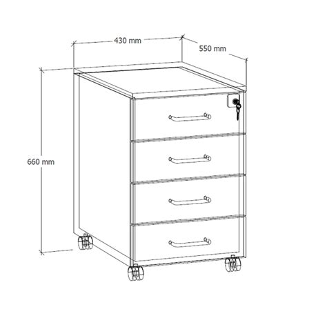 Kontenerek biurowy 3 szuflady centralny zamek na kółkach