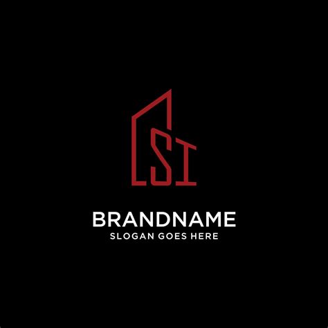 SI initial monogram with building logo design 15441783 Vector Art at ...