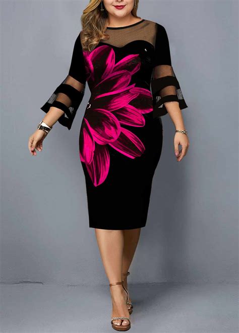 ROTITA Plus Size Floral Print Flare Sleeve Dress Rotita USD 36 98