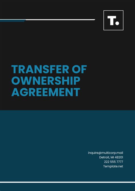 Free Transfer Of Ownership Agreement Template Edit Online And Download