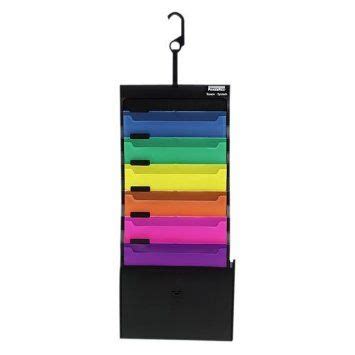 Multicolored File Folders Hanging From Hooks