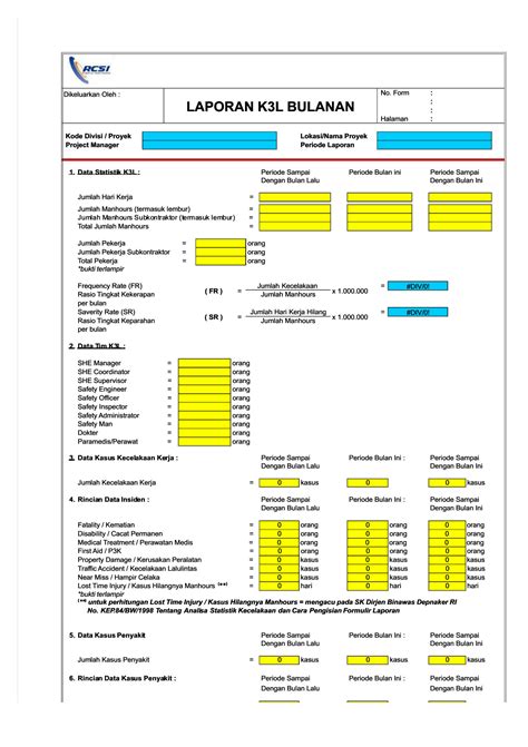 Solution Format Laporan Bulanan Dan Mingguan Hse Studypool