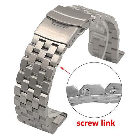 Pulseira De Rel Gio De A O Inoxid Vel Para Seiko Full Solid Screw