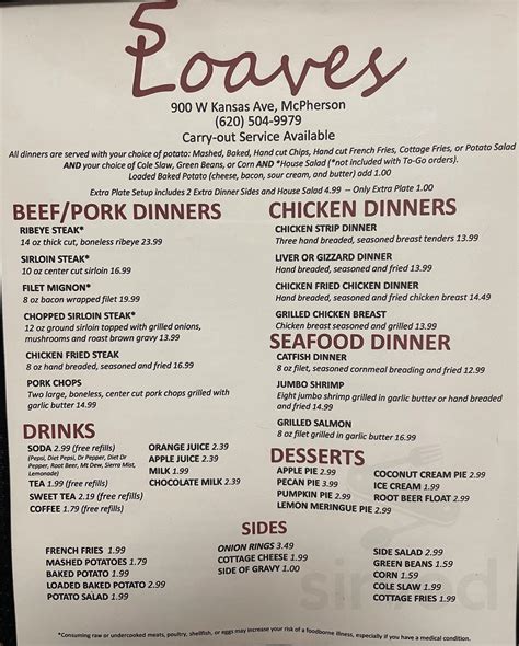 5 Loaves Country Kitchen Menus In Mcpherson Kansas United States