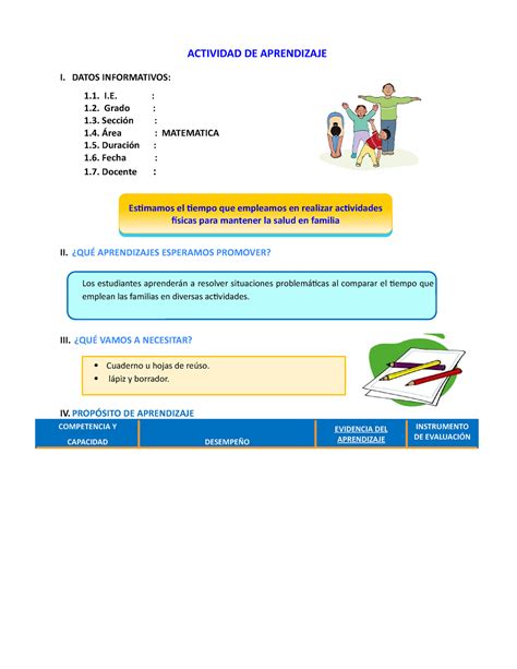 3 Y 4 DIA 4 Sesion DE Aprendizaje Estimamos El Tiempo Que Empleamos