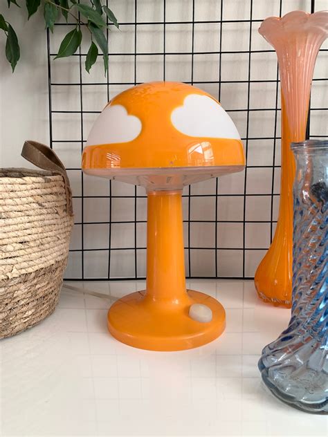 Vintage Cloud Mushroom Lamp Ikea Skojig Orange Wolken 1990 Etsy