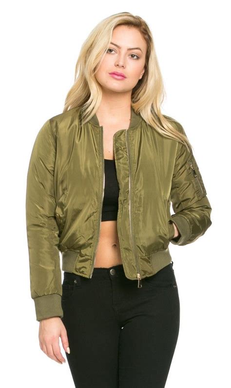 Classic Flight Bomber Jacket In Olive Green Plus Sizes Available