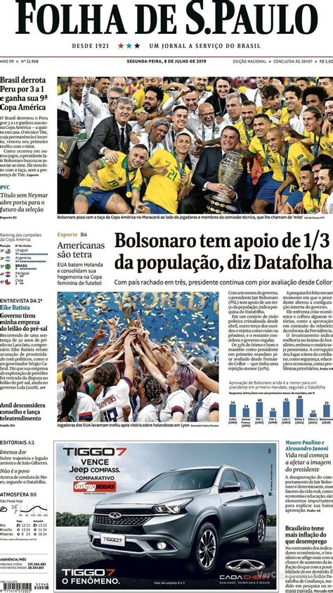 Capa Jornal Folha De S Paulo 08 07 2019 Eca Elas No Ataque