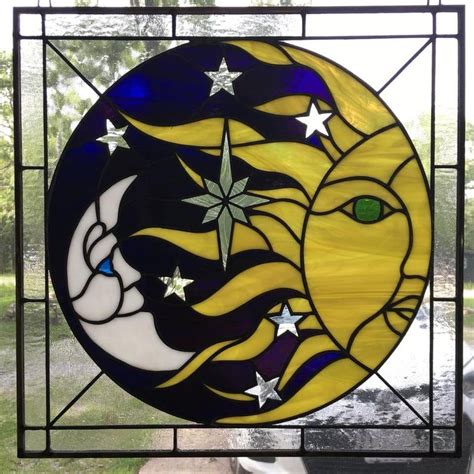 Sun Moon Panel Pattern Only Etsy Stained Glass Patterns Free Stained