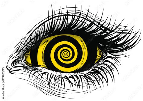 Isolated Vector Illustration Of Realistic Female Eye With Yellow Spiral