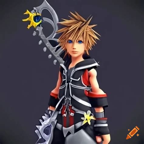 A Keyblade Warrior From Kingdom Hearts In Futuristic Armor Ready For