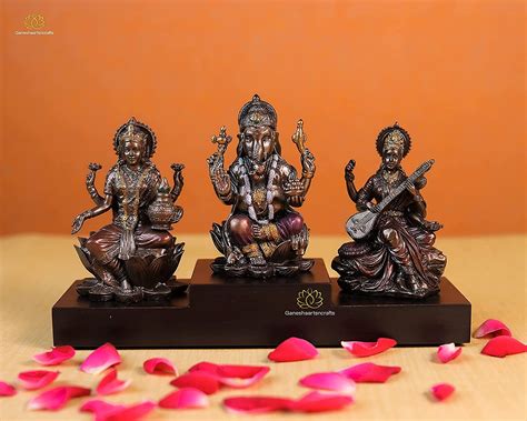 Buy Ganeshaartsncrafts Lakshmi Ganesh Saraswati Statue Bonded Bronze